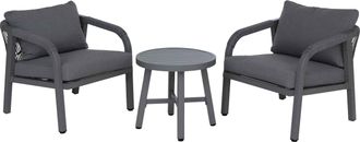 Hhg [nunca Usado] Conjunto De Sal&oacute;n De Aluminio Hhg-112, Conjunto De Jard&iacute;n Y Balc&oacute;n Con Silla Y Mesa, Tejido (220 G/m&sup2;), Gris Oscuro