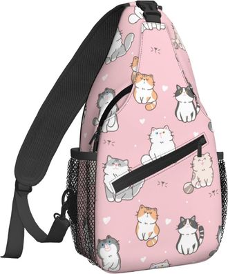Generic Cute Cartoon Cat Chest Bag Trendy Cross Body Bag Adjustable Backpack For Runner Casual Cycling
