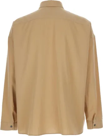Sunflower Mens Beige Shirt With Classic Collar Linen Blend