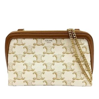 Celine Pre-owned Canvas Crossbody Bag - Dames - Pre-owned - Wit - Maat: ONE Size