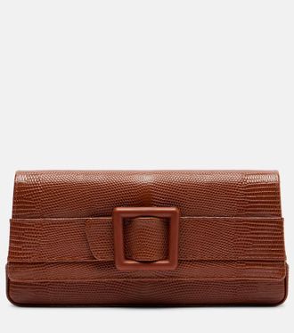 Manolo Blahnik Maygot snake-effect leather clutch