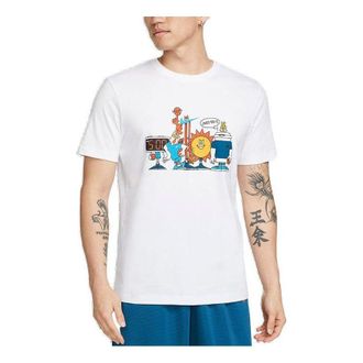 Nike Mens Nike Cartoon Printing Cozy Round Neck Casual Short Sleeve White T-Shirt DN3004-100