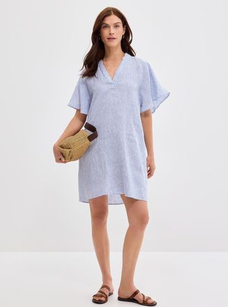 Contemporaine Womens Loose striped pure linen dress