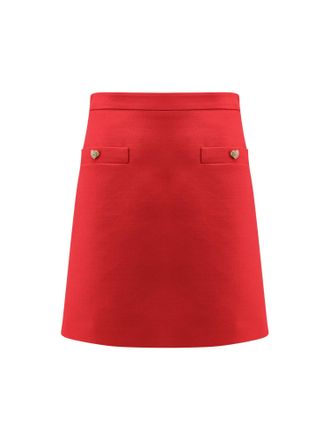 Valentino Crepe Couture Skirt With Heart Jewel Buttons-Donna