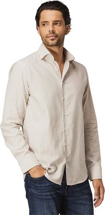 State of Art overhemd beige gestreept semi-wide collar