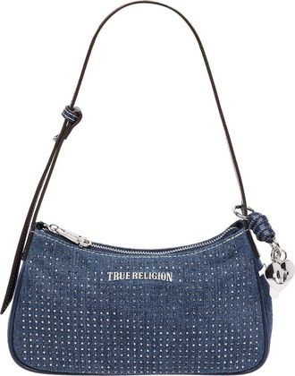 True Religion Embellished Denim Shoulder Bag in Dark Denim at Nordstrom Rack