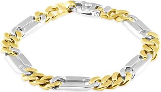 Pompeii3 Mens Figaro 14k Gold (44gram) or Platinum (71gram) 9mm Link Bracelet 8.25