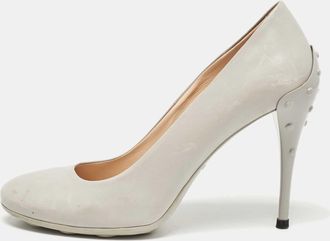 Tod's Tods Grey Leather Round Toe Pumps