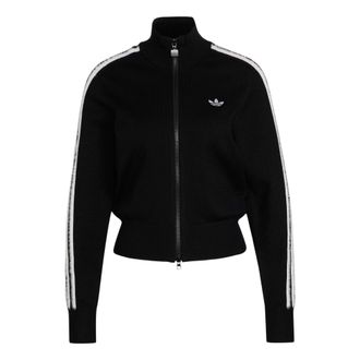 adidas (WMNS) adidas Knitted Firebird Track Top Asia Sizing Black White KS7366