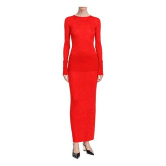 Alaia Vestido Ajustado de Lana Merino Multi-Gauge - Dresses - Mujer - Rojo - S