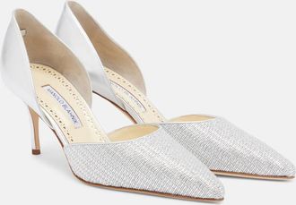 Manolo Blahnik Taylerbinu leather-trimmed woven pumps