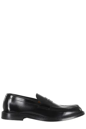 Doucal's Black Penny Leather-Sole Suede Loafers