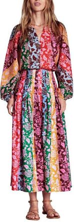 Boden Valentina Cotton Poplin Midi Skirt in Multi, Ornate Vine Hotch at Nordstrom, Size 0