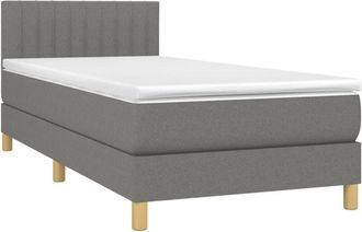 vidaXL Cama Box Spring Con Colch&oacute;n Y Led Tela Gris Oscuro 90x190 Cm Vidaxl
