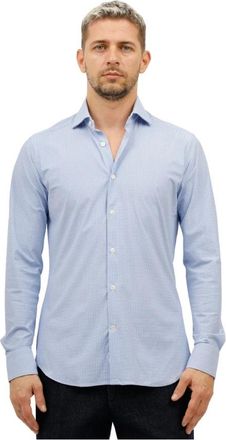 Caliban Kreukvrij technisch stof overhemd - Heren - Casual Overhemden - Blauw - L - Overhemden