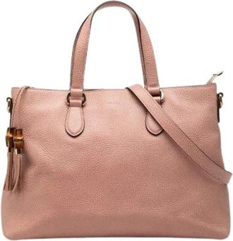 Gucci Pre-owned Handbags, female, Pink, Size: ONE SIZE Pre-owned Leather 2way Handbag