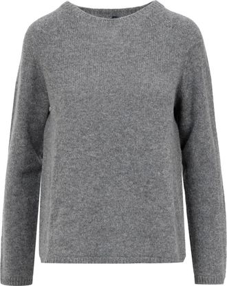 Max Mara Grijze Wol Kasjmier Trui Ronde Hals - Dames - Ronde hals truien - Grijs - XS - Wol - Truien & Vesten