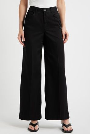 Mavi Five-Pocket Wide Leg Pants in Black at Nordstrom, Size X-Small