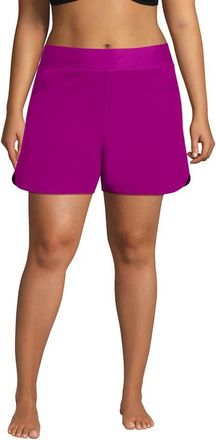 Lands End 9 Quick Dry Elastic Waist Modest Board Shorts Swim Cover-up Shorts with Panty in Crimson Rose at Nordstrom, Size 24W