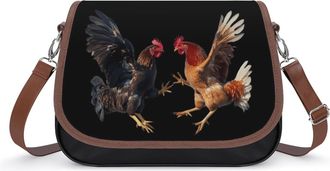 Generic Two Chickens Fighting Small Womens Crossbody Bags Shoulder Handbag with Adjustable Strap for Travel