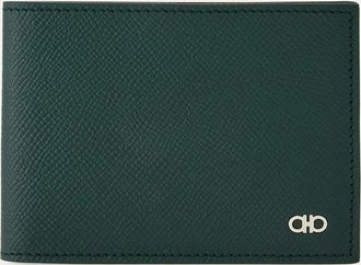 Ferragamo Mens Micro Gancio Grained Leather Bifold Wallet