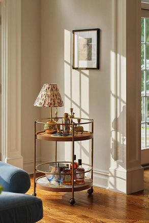Anthropologie Ida Marble Peacock Bar Cart