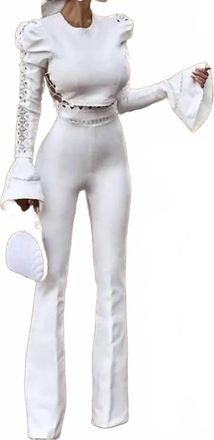 Bcbgmaxazria High Rise Flared Pants In White