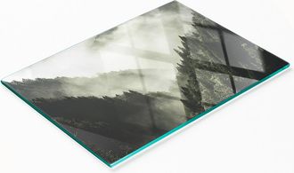 OEM Tablero De Cocina De Vidrio Templado Con Gr&aacute;ficos Decorativos Niebla Sobre El Bosque 80x52 Cm