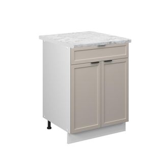 Vicco Mueble Bajo De Cocina Fame-line, Grisbeige, 60 Cm Con Caj&oacute;n, Et M&aacute;rmol