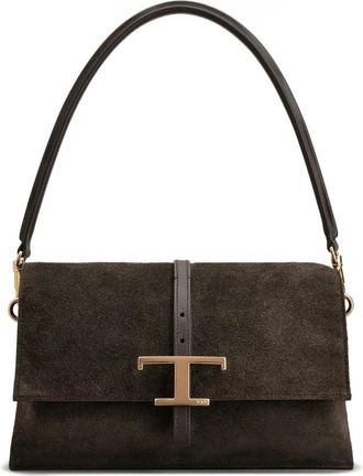 Tod's T Timeless Mini Suede Flap Bag - Dames - Schoudertassen - Bruin - ONE Size - Su&egrave;de - Tassen