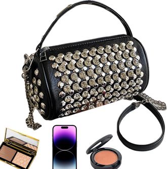 Generic Bag - Trendy Cylinder Square Purse, Adjustable Strap Wristlet, Stylish Studded Tote, Fashion Accessory for Women, Teens, Girls Perfect for Work School