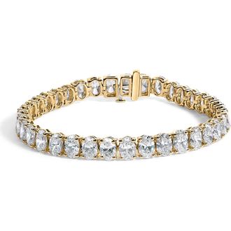 House of Brilliance IGI Certified 14K Yellow Gold 18 1/2 Cttw Oval Cut Lab Grown Diamond Tennis Bracelet at Nordstrom