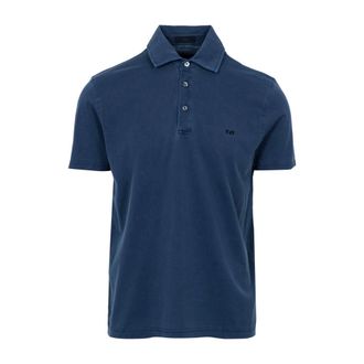 Fay Tops, Heren, Blauw, XL, Katoen, Blauw Katoenen Jersey Polo Shirt