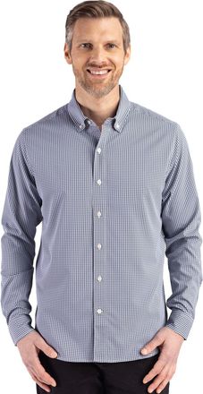 Cutter & Buck Skyline Epic Confidence Recycled Gingham Mens Long Sleeve Dress Shirt