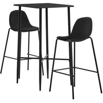 vidaXL Vidaxl - Juego De Mesa Alta Y Taburetes 3 Piezas Tela Negra
