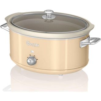 SWAN Retro SF17031CNEU Pentola Cottura Lenta 6,5L Contenitore Estraibile, Antiaderente Ceramica Libera PFOA e PTFE, 3 Livelli Temperatura, Coperchio