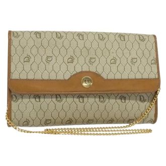 Dior Pre-owned Clutches, female, Beige, Size: ONE SIZE Pre-owned Vintage Honeycomb chain