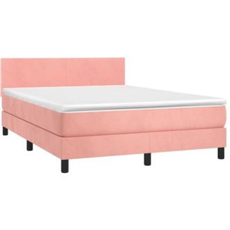 vidaXL Cama Box Spring Con Colch&oacute;n Terciopelo Rosa 140x200 Cm Vidaxl