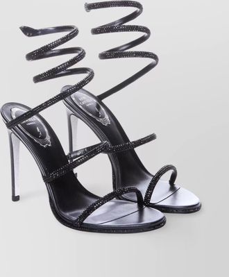 Rene Caovilla leather sandals with embellished spiral strap