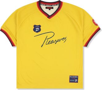 Pleasures Mona Sport Graphic Knit T-Shirt in Yellow at Nordstrom, Size Xx-Large