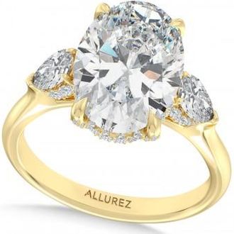 Allurez Oval Lab Diamond Engagement Ring 14K Yellow Gold (8.00ct)