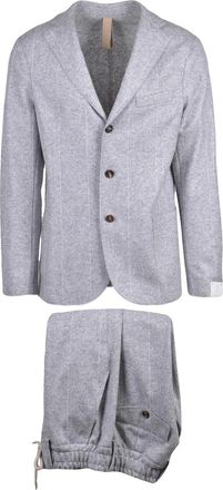 Eleventy Light Grey Wool-Blend Elasticated Suit