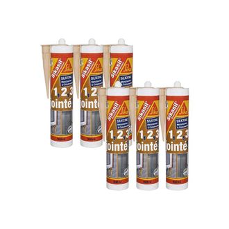 Sika Sika - Juego De 6 Selladores De Silicona Para La Construcci&oacute;n Sil - Blanco - 300ml
