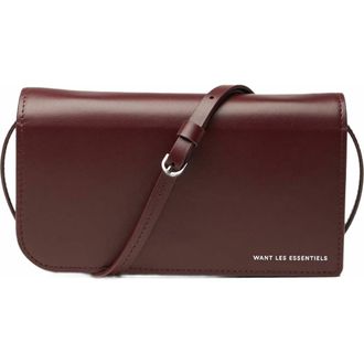 Want Les Essentiels Arch Smooth Leather Wallet On Strap in Dark Cherry at Nordstrom