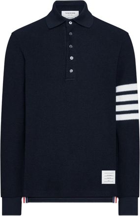 Thom Browne Polo a maniche lunghe con dettaglio a 4 righe - Blu