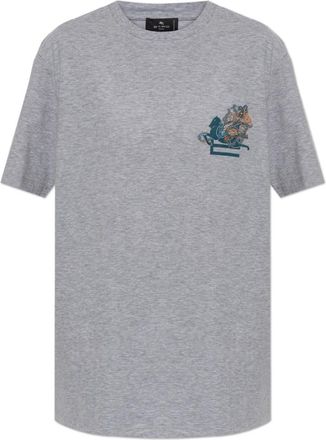 Etro Logo T-Shirt - Dames - T-shirts - Grijs - S - Katoen - Tops