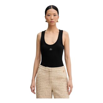 Karl Lagerfeld Tops, Dames, Zwart, XL, Katoen, K/Autograph Ribbed Tank Top