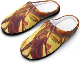 Generic Egyptian Goddess Shu Cotton Slippers for Women Memory Foam Comfy House Shoes with Anti-Skid Rubber Sole