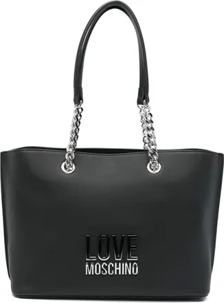 Love Moschino Borsa tote con placca logo - Nero
