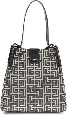 Balmain Black Cotton Shoulder Womens Bag